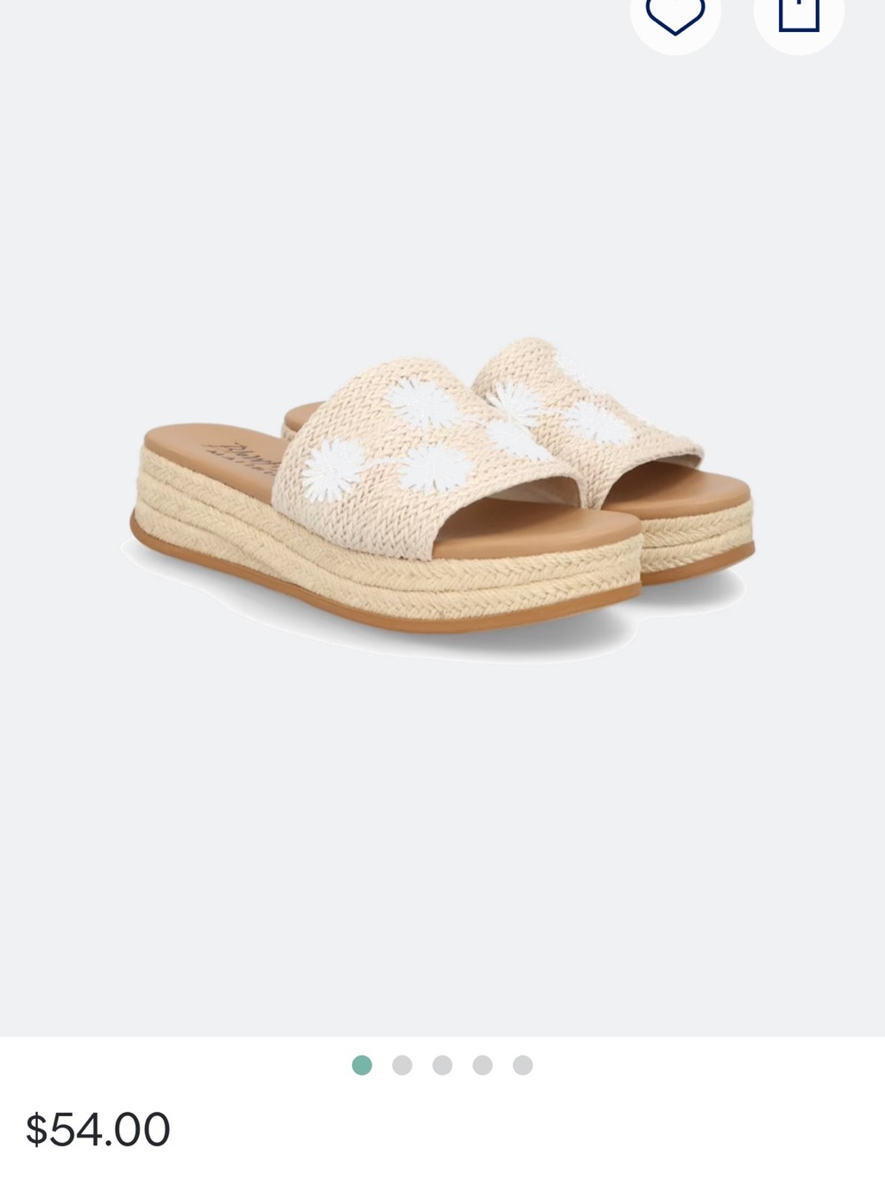Beige Woven Slide Mules with White Floral Embroidery